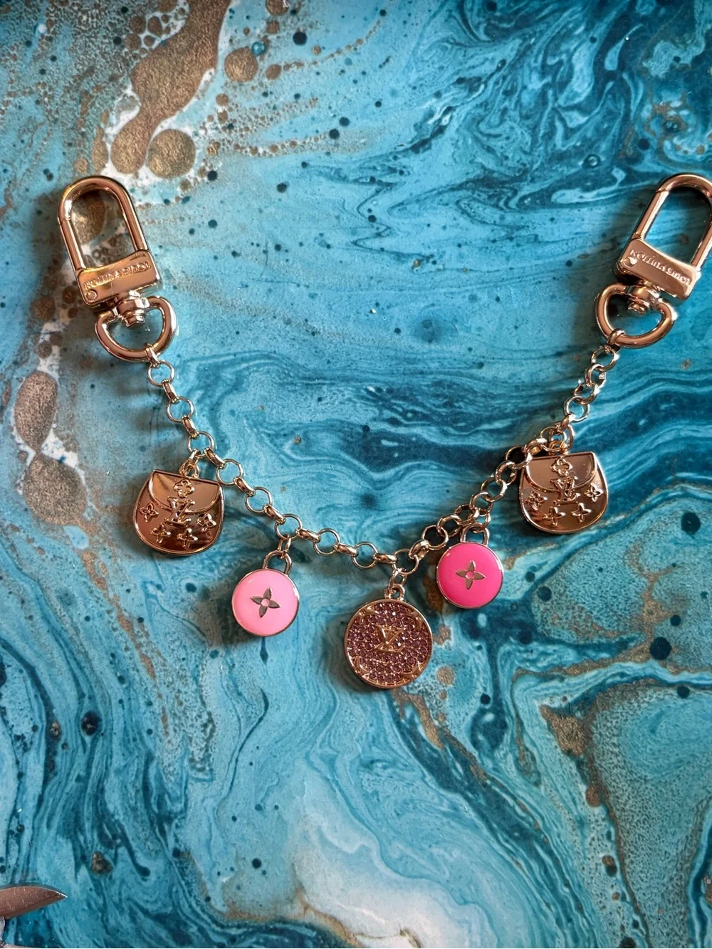 Louis Vuitton Rose Gold and Pink Charm Chain Accessory